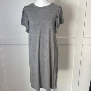 Express Heather Gray Flutter Sleeve Midi Dress size XS